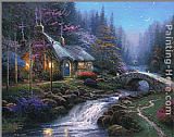 Cottage Canvas Paintings - Twilight Cottage
